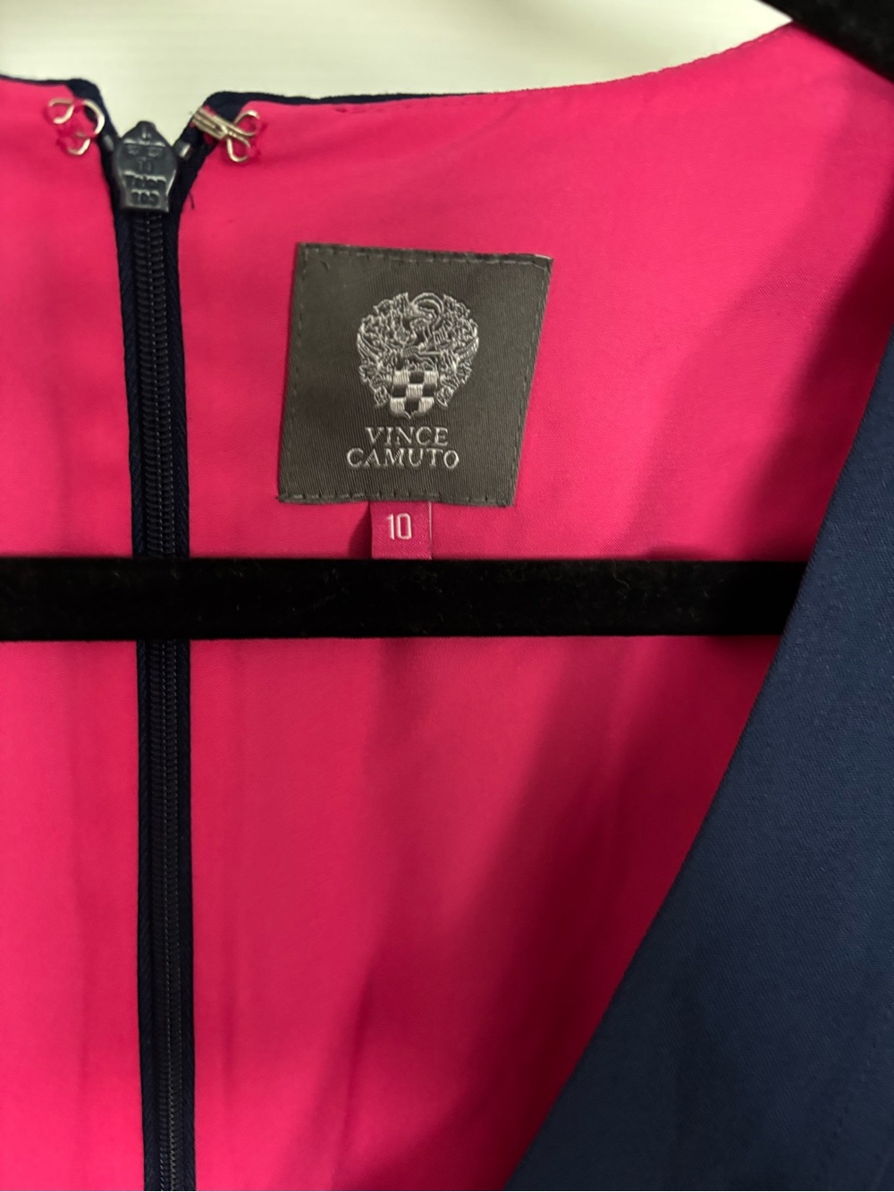 Vince Camuto Navy Blazer with Bright Pink Lining